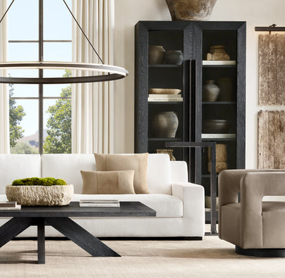 Drew Curved Leather Swivel Chair