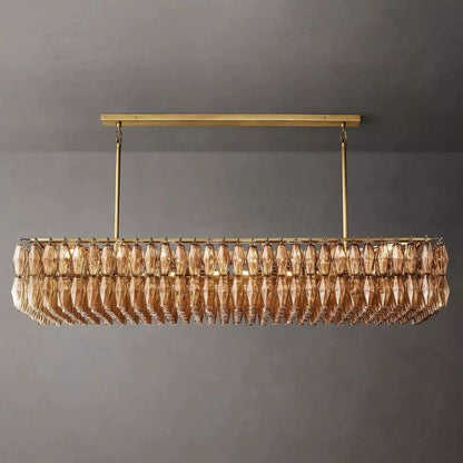 Chiara Smoke Glass Rectangular Chandelier 74" For Living Room