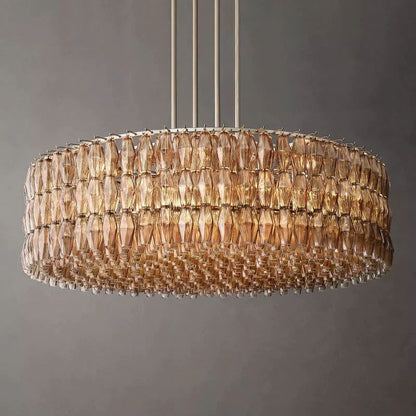 Chiara Smoke Glass Round Chandelier 62" For Living Room