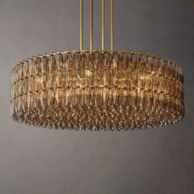 Chiara Smoke Glass Round Chandelier 62" For Living Room