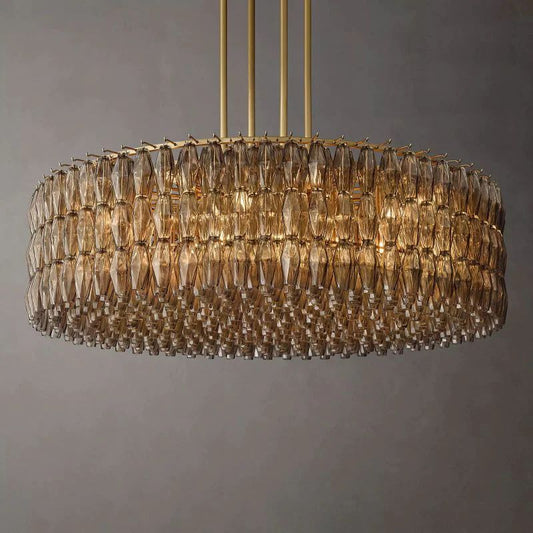 Chiara Smoke Glass Round Chandelier 62" For Living Room