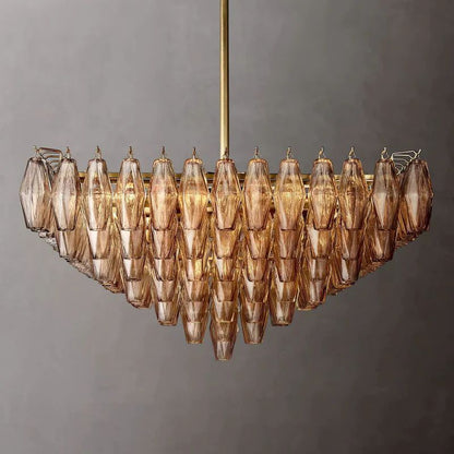 Chiara Smoke Glass Square  Dining Room Chandelier 32"