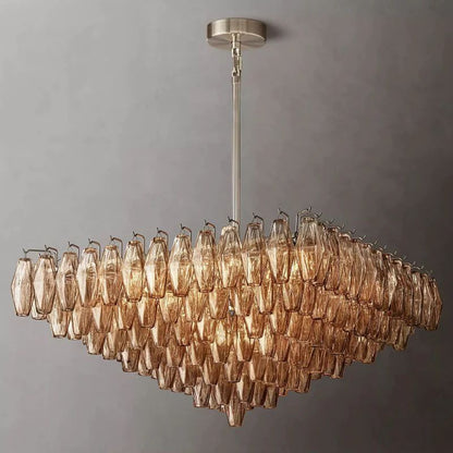 Chiara Smoke Glass Square  Dining Room Chandelier 32"