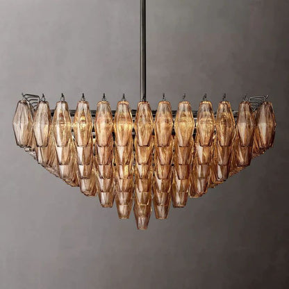 Chiara Smoke Glass Square  Dining Room Chandelier 32"