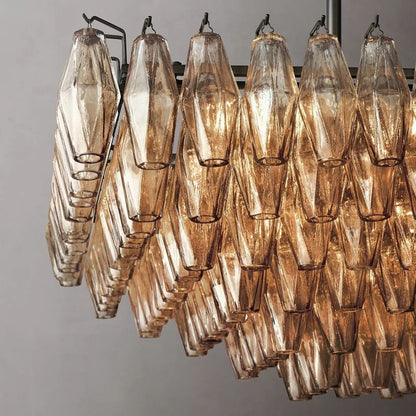 Chiara Smoke Glass Tiered Rectangular Chandelier 54" For Living Room