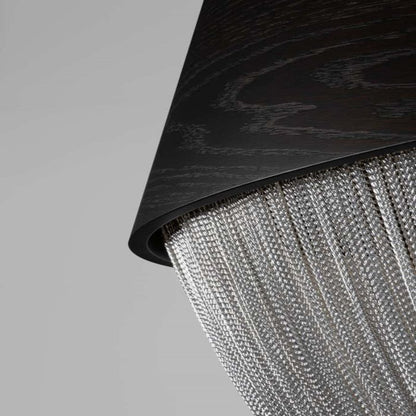 Modern Oak Aluminium Chain Chandelier