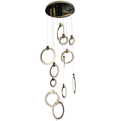 Besy Crystal Champagne Gold Staircase Chandelier
