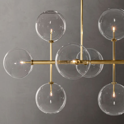 Glass Globe Mobile Linear  Living Room Chandelier 58"