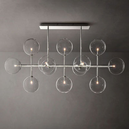 Glass Globe Mobile Linear  Living Room Chandelier 58"