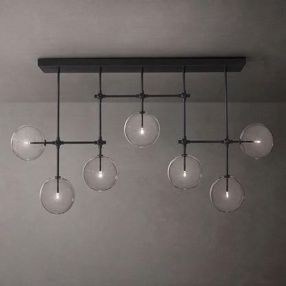 Glass Globe Mobile Linear  Living Room Chandelier 60"