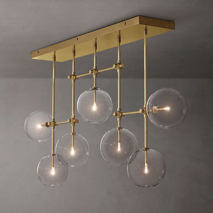 Glass Globe Mobile Linear  Living Room Chandelier 60"
