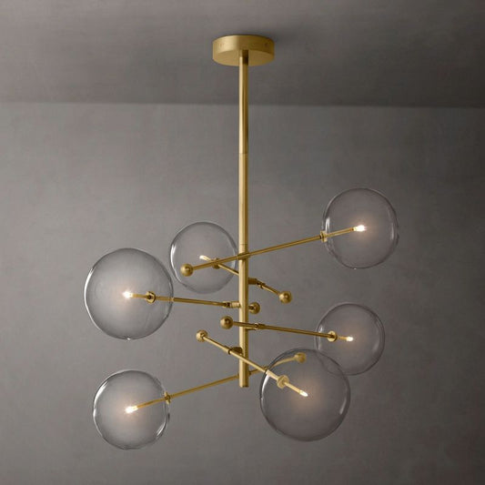 Glass Globe Mobile Six-arm  Living Room Chandelier 55"