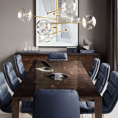 Glass Globe Mobile Six-arm  Living Room Chandelier 55"