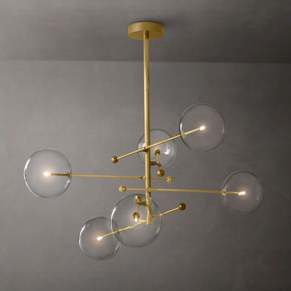Glass Globe Mobile Six-arm  Living Room Chandelier 55"