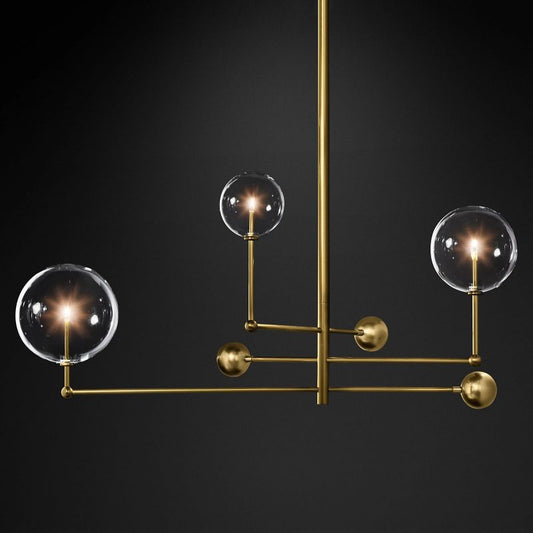 Glass Globe Mobile Three-arm Living Room Chandelier 46"