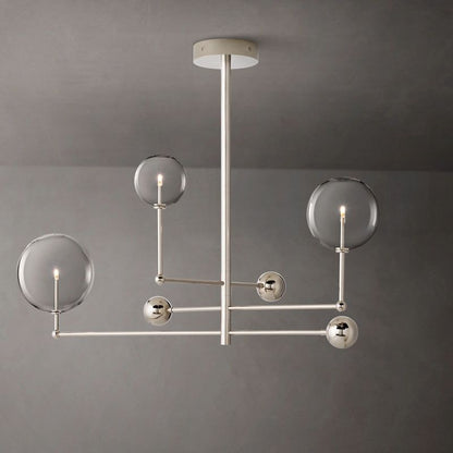 Glass Globe Mobile Three-arm Living Room Chandelier 46"