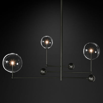Glass Globe Mobile Three-arm Living Room Chandelier 46"