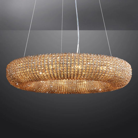 Halo Crystal Round LED  Living Room Chandelier 59"