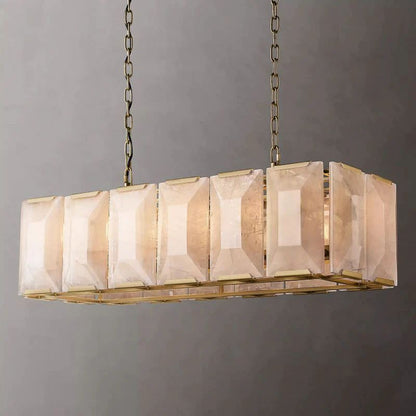 Harlou Alabaster Rectangular Dining Room Chandelier 42"