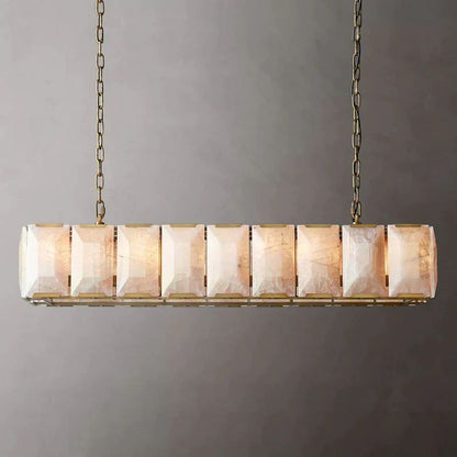 Harlou Alabaster Rectangular  Dining Room Chandelier 62"