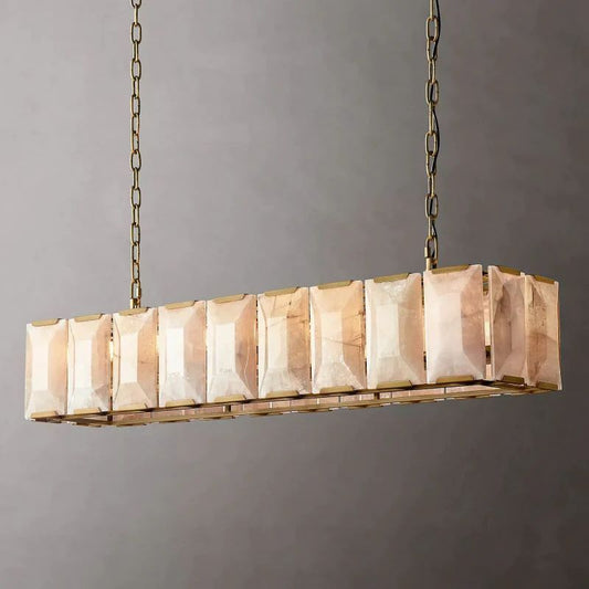 Harlou Alabaster Rectangular  Dining Room Chandelier 62"