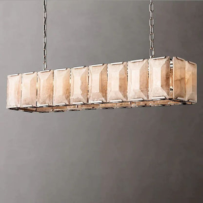Harlou Alabaster Rectangular  Dining Room Chandelier 62"