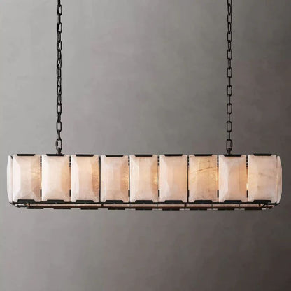 Harlou Alabaster Rectangular  Dining Room Chandelier 62"
