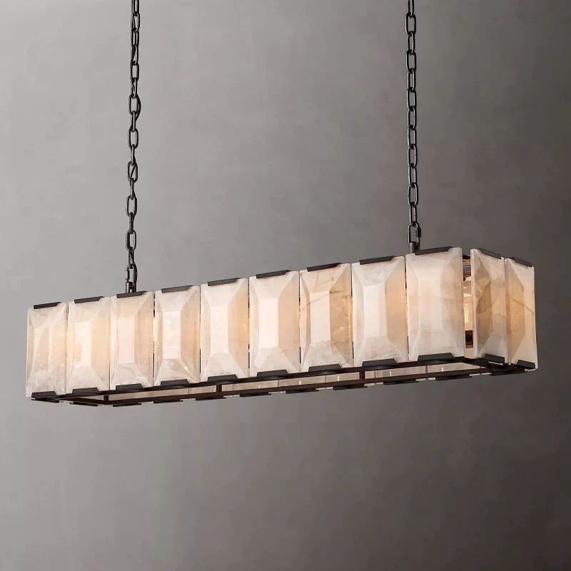 Harlou Alabaster Rectangular  Dining Room Chandelier 62"