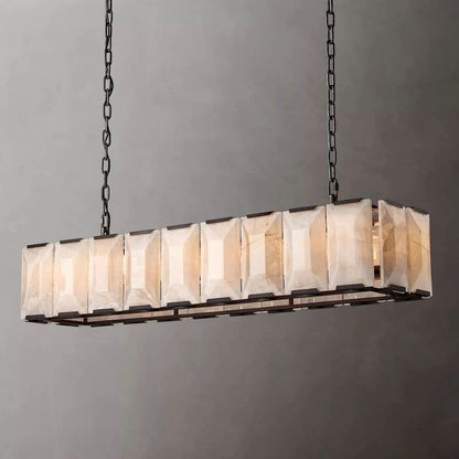 Harlou Alabaster Rectangular  Dining Room Chandelier 62"