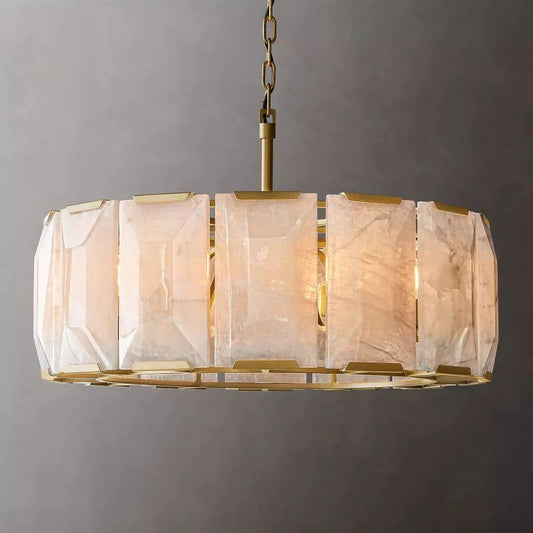 Harlou Alabaster Round  Dining Room Chandelier 31"