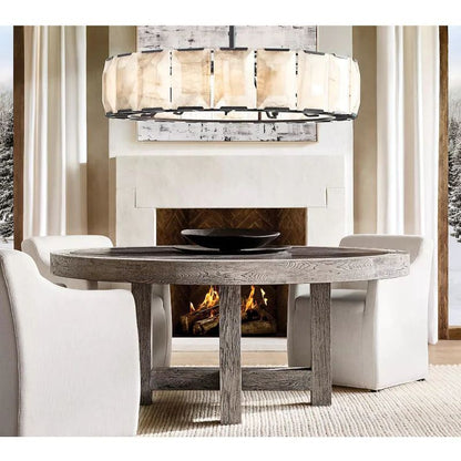 Harlou Alabaster Round Dining Room Chandelier 43"