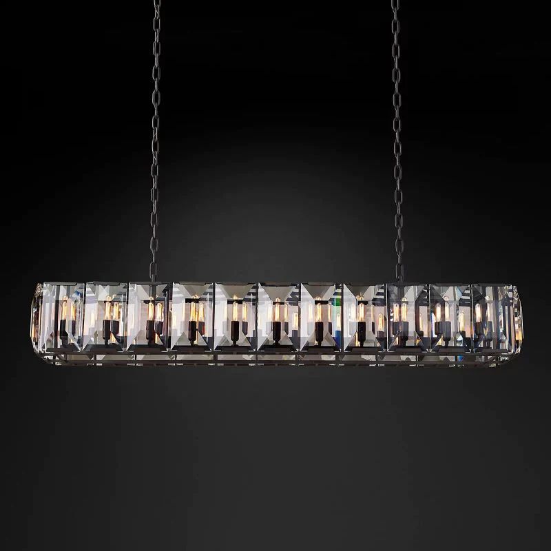 Harlou Crystal Rectangular Dining Room Chandelier 74"