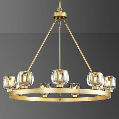 Wagon Wheel Glass Round Chandelier 24" 36" 48" 60"