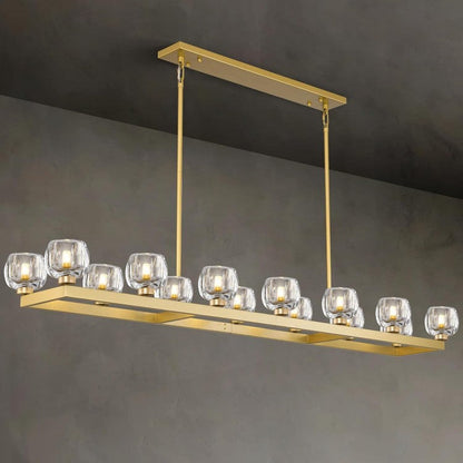Wagon Wheel Glass Linear Chandelier 59" 72"