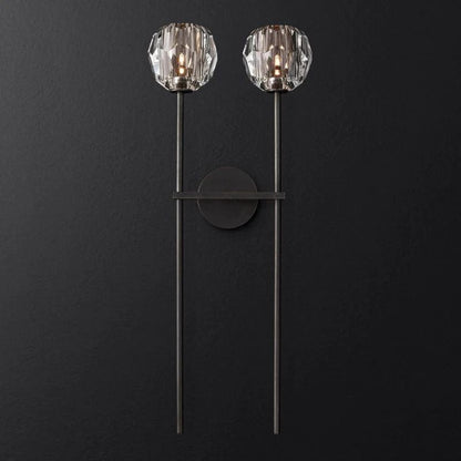 Kristina Clear Glass Double Grand Bathroom Wall Sconce