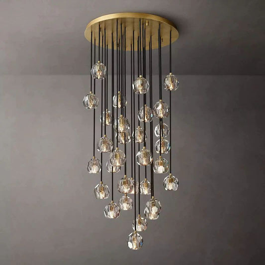 Kristina Clear Glass Round Cluster  Living Room Chandelier 30"