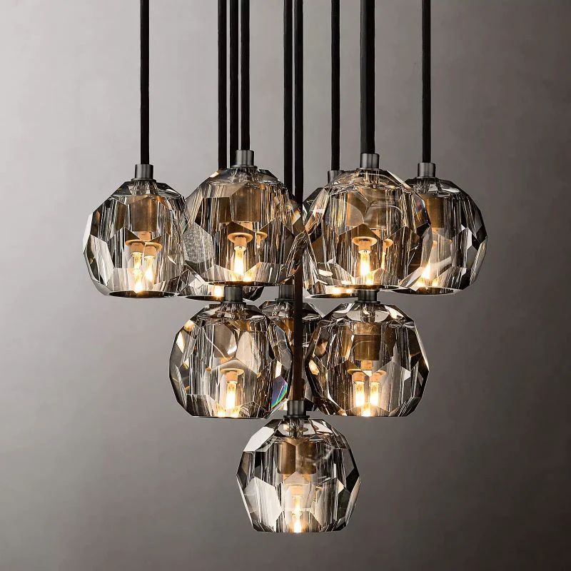 Kristina Glass Round Cluster Chandelier 14"