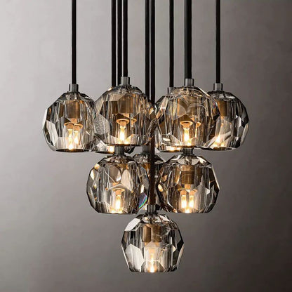 Kristina Glass Round Cluster Chandelier 14"