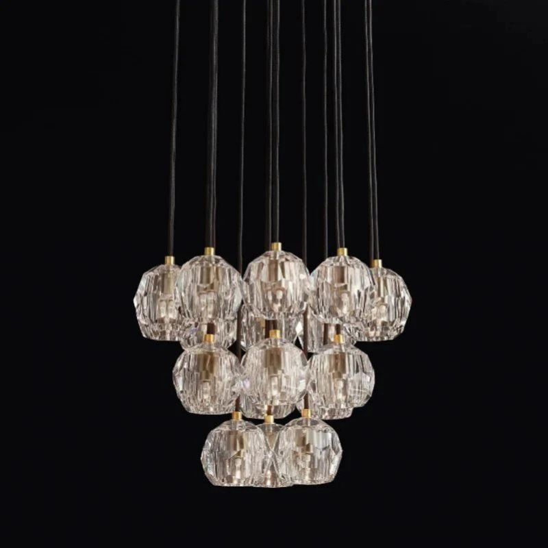 Kristina Glass Round Cluster Chandelier 19"
