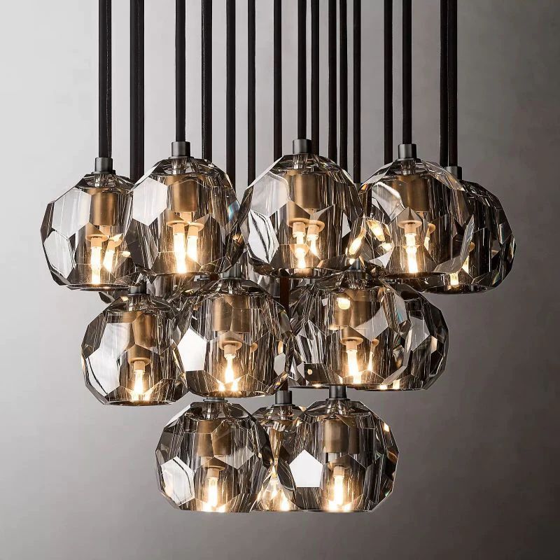Kristina Glass Round Cluster Chandelier 19"