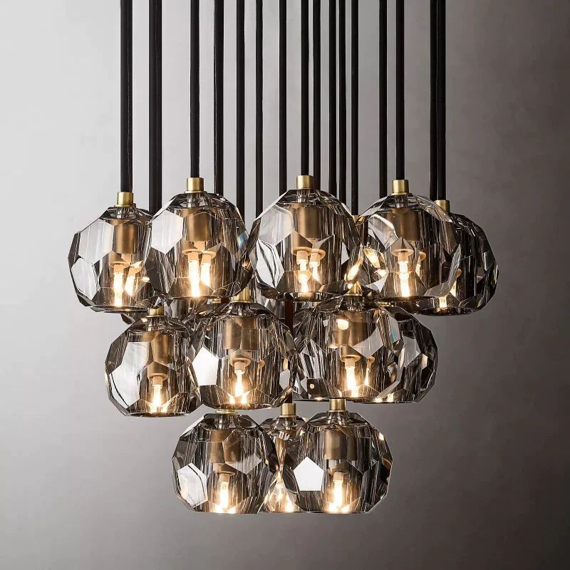 Kristina Glass Round Cluster Chandelier 19"