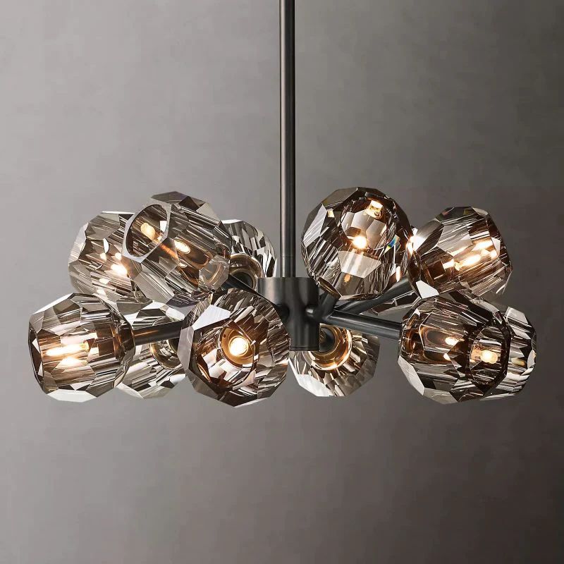 Kristina Smoke Glass Round  Dining Room Chandelier 24"