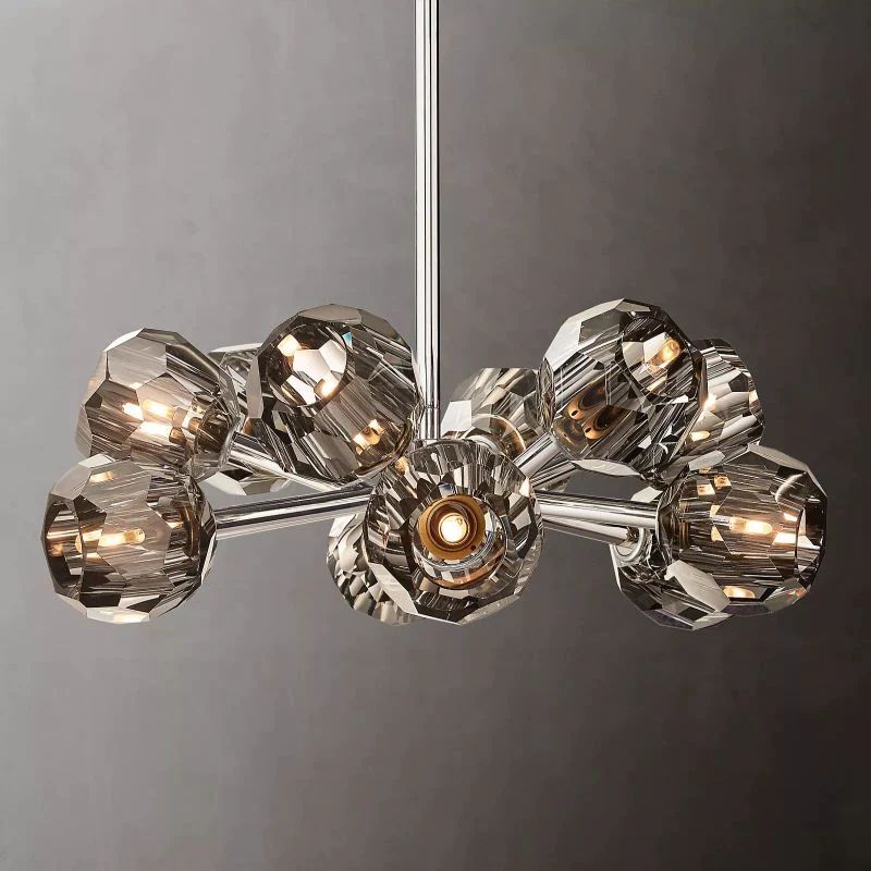 Kristina Smoke Glass Round  Dining Room Chandelier 24"