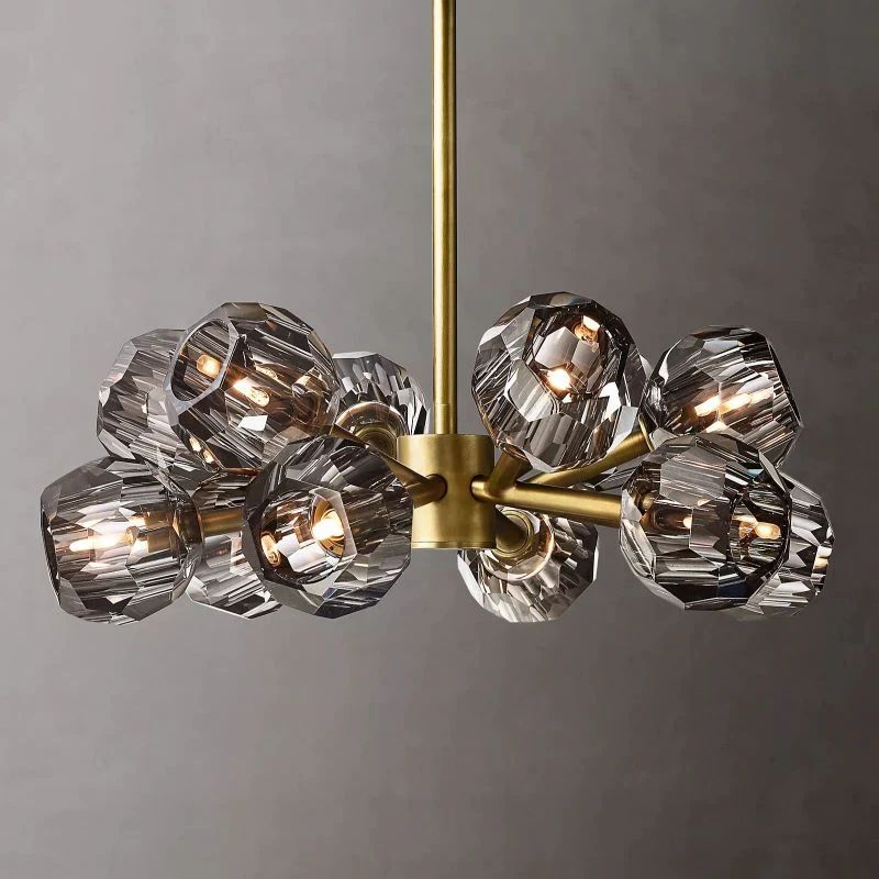 Kristina Smoke Glass Round  Dining Room Chandelier 24"