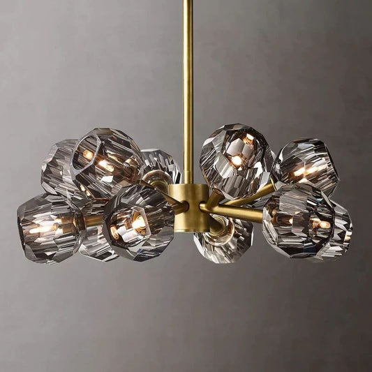 Kristina Smoke Glass Round  Dining Room Chandelier 24"