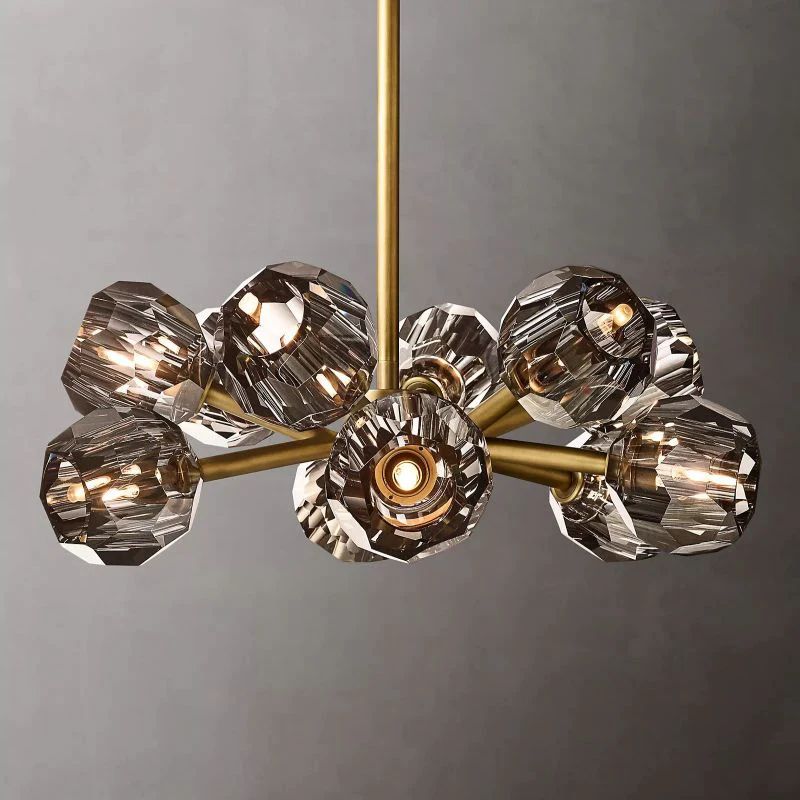 Kristina Smoke Glass Round  Dining Room Chandelier 24"