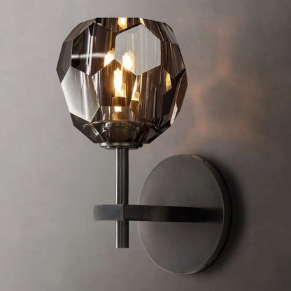 Kristina Smoke Glass Short Bathroom Wall Sconce