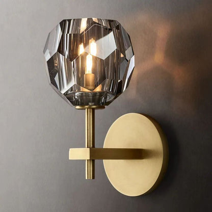 Kristina Smoke Glass Short Bathroom Wall Sconce