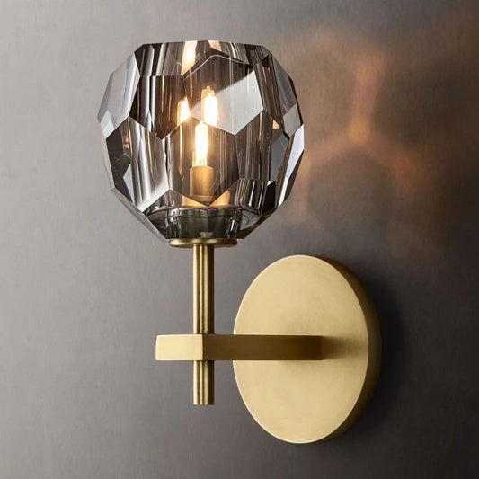 Kristina Smoke Glass Short Bathroom Wall Sconce