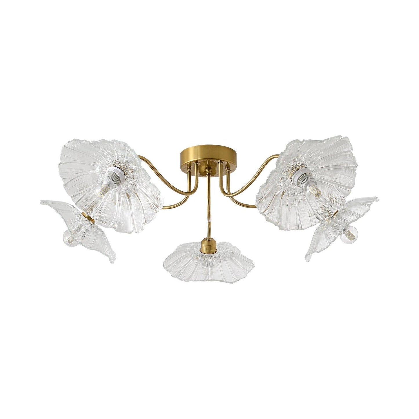 Glass Ceiling Lamp with Lotus Leaf Design